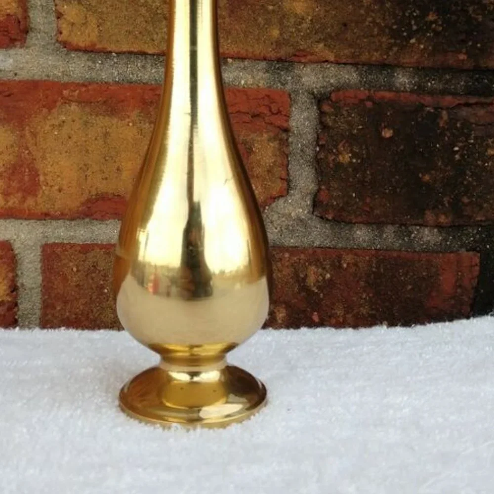 1960's Solid Brass Art Deco Vase 7